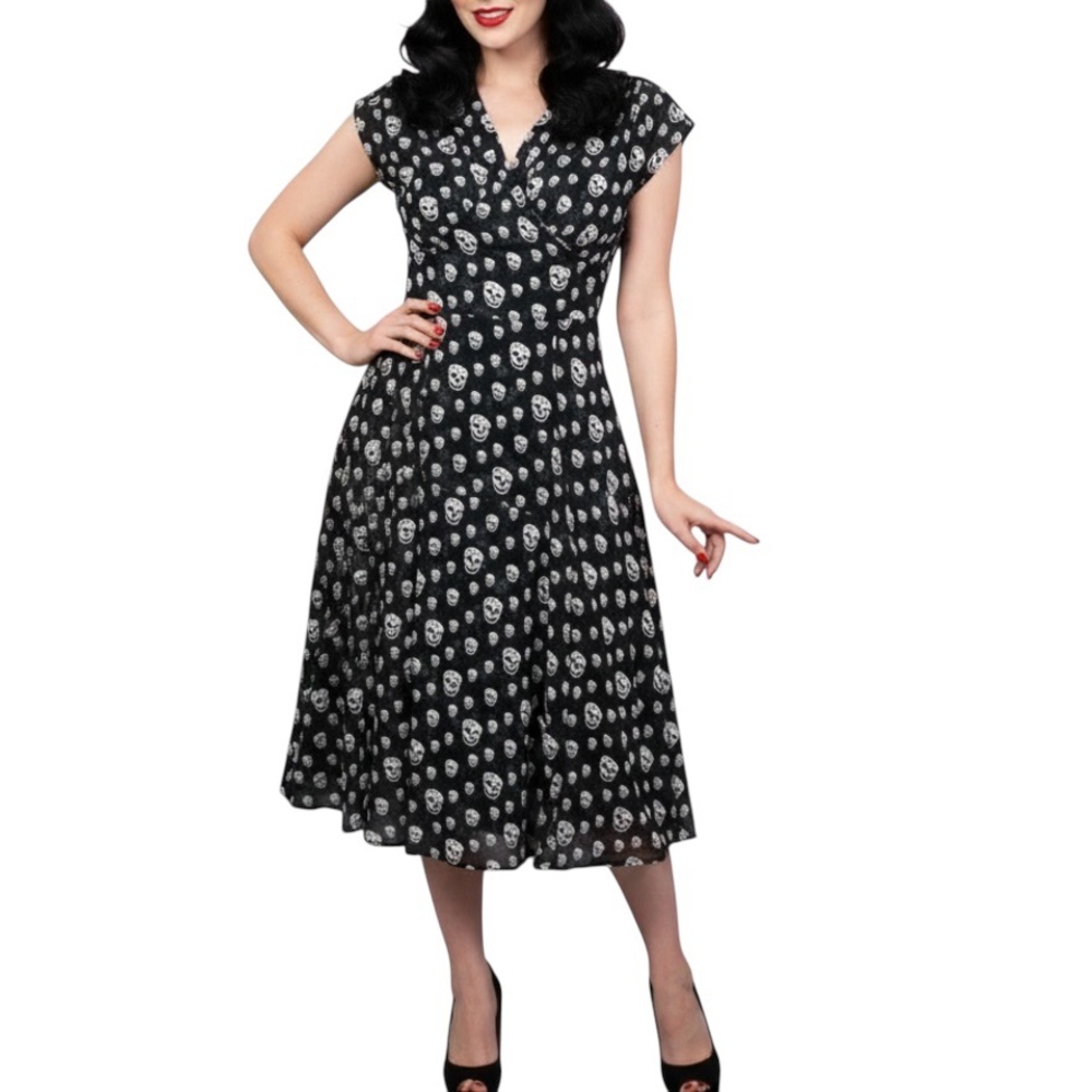 Bettie Page Dress Chiffon Skull Print Tatyana Las Vegas